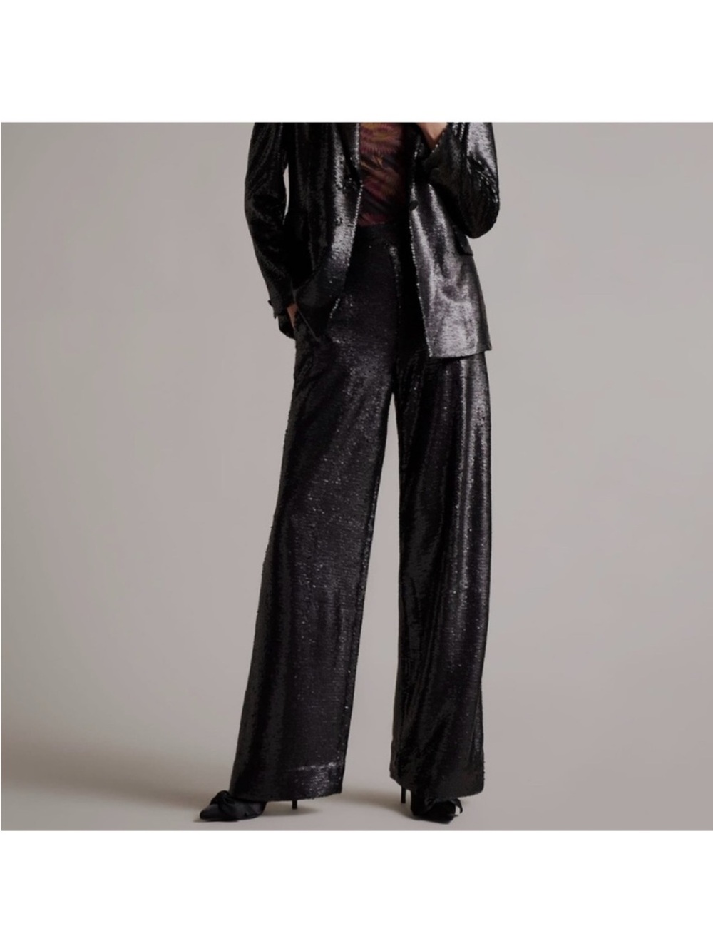 Ted Baker Matte Sequin Wide Leg Trouser Black